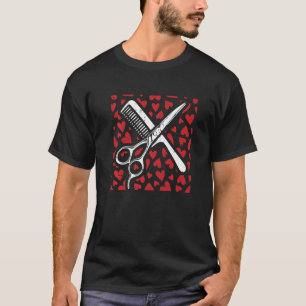 Scissor Comb Hearts Valentines Day Hair Stylist Dr T-Shirt