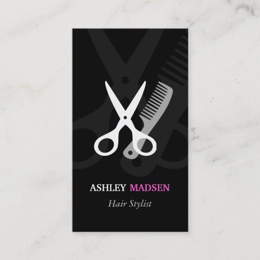 Customizable Scissor Comb Symbol - Classy Hair Stylist Business Card