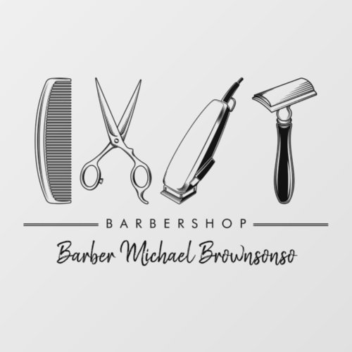 Scissor Hair Comb Razor Classic Simple Barber Window Cling