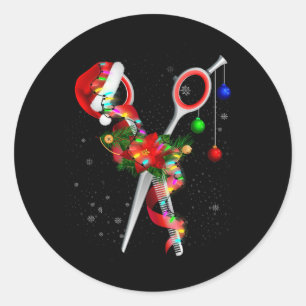 Scissor Hairstylist Santa Christmas Hair Stylist H Classic Round Sticker
