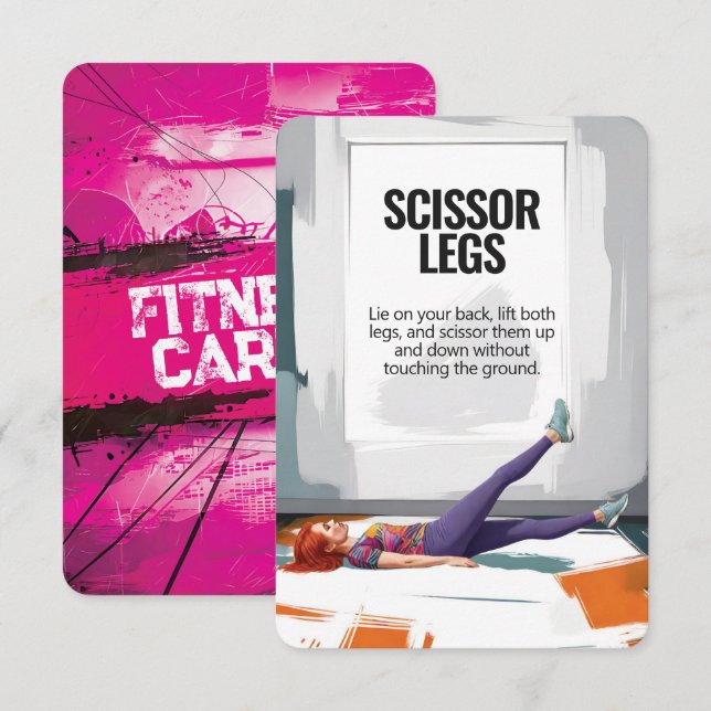 Scissor Legs Fitness Card with Pink Backing (Front/Back)