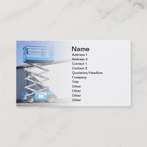 scissor lift or platform business card