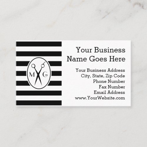 Scissor Monogram Initials Hair Stylist Barber Shop Business Card