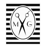 Scissor Monogram Initials Hair Stylist Barber Shop Flyer