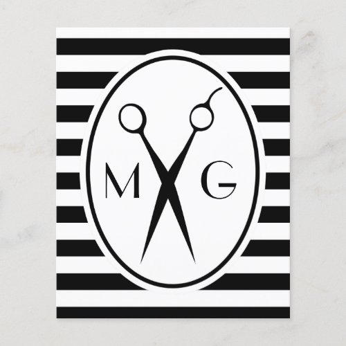 Scissor Monogram Initials Hair Stylist Barber Shop Flyer