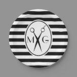 Scissor Monogram Initials Hair Stylist Barber Shop Paper Plates