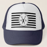 Scissor Monogram Initials Hair Stylist Barber Shop Trucker Hat