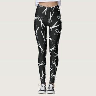 Scissor Pattern Silver & Black Leggings