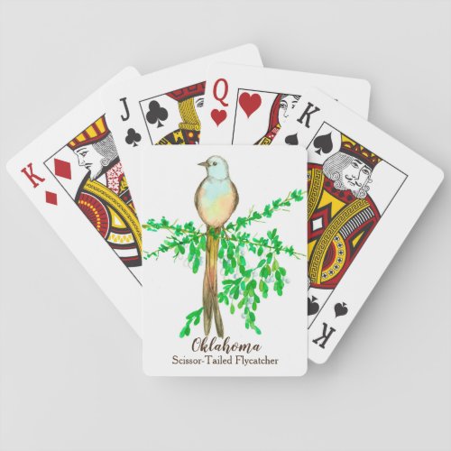 Scissor Tailed Fly Catcher Watercolor Mistletoe Playing Cards