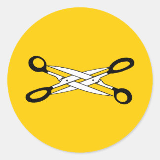 SCISSOR TIME CLASSIC ROUND STICKER