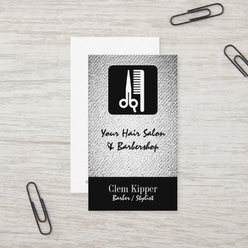 Customizable Scissors and Comb Barber Salon Texture Look Business Cards