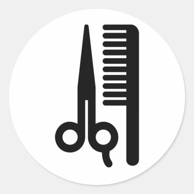 Scissors and Comb Classic Round Sticker (Front)