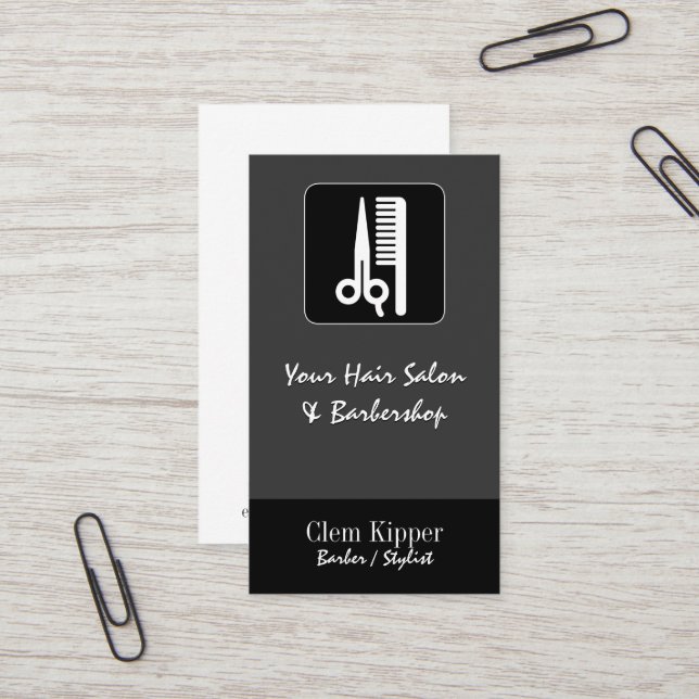 Scissors and Comb Hair Biz Business Card (Front/Back In Situ)
