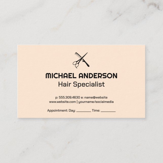 Scissors and Comb | Wood Appointment Card (Back)