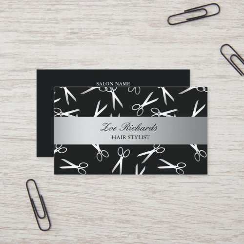 Scissors  Black  Silver  Hair Stylist Business Card