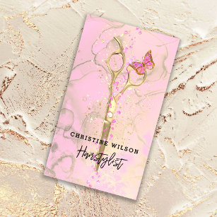 scissors butterfly  ink splashes business card