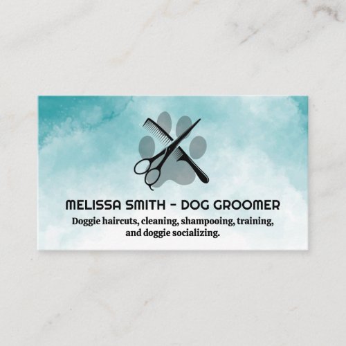 Scissors Comb  Dog Groomer  Paw Appointment Card