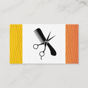 Scissors Comb Logo Modern Art Weave Pattern Appointment Card