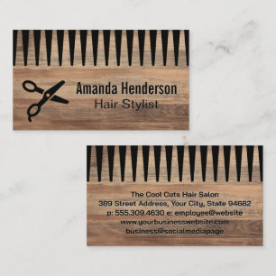 Scissors   Comb   Wood  Business Card