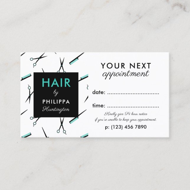 Scissors & Combs Hair Stylist Appointment Card (Front)