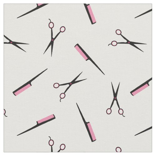 Scissors  Combs _ Hot Pink Black White Fabric