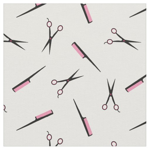 Scissors & Combs - Hot Pink Black White Fabric