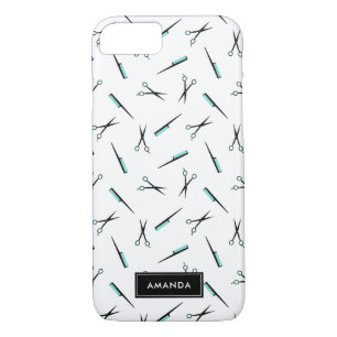 Scissors & Combs Pattern - Add Name iPhone 8/7 Case