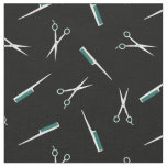 Scissors &amp; Combs - Teal Black White Fabric