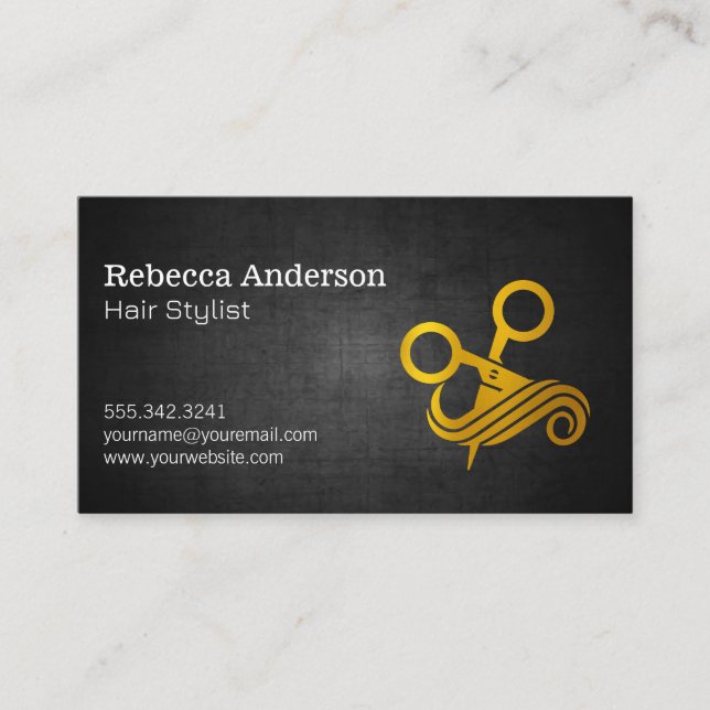 Scissors Cutting Hair Logo Business Card (Front)