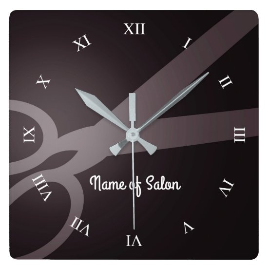 Scissors | Dark Brown & White | Hair Salon Square Wall Clock