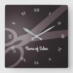 Scissors   Dark Brown & White   Hair Salon Square Wall Clock