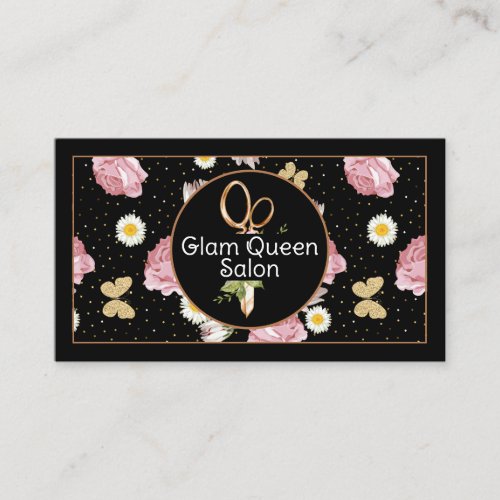 Scissors  Flowers and Butterflies Business Card