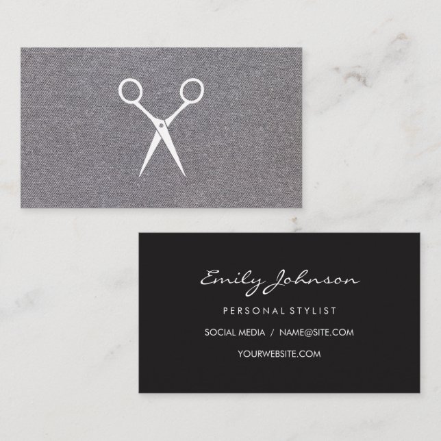 Scissors | Gray Texture Background Business Card (Front/Back)
