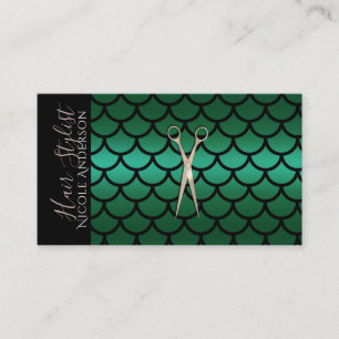 Scissors Green Mermaid Hair Stylist Business Card