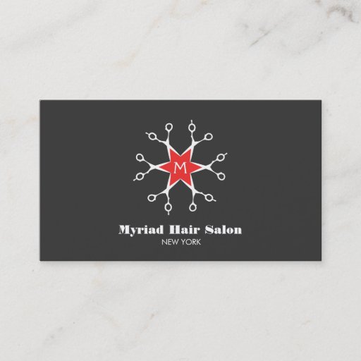 Customizable Scissors Hair Stylist Hair Salon Black Monogram Business Cards