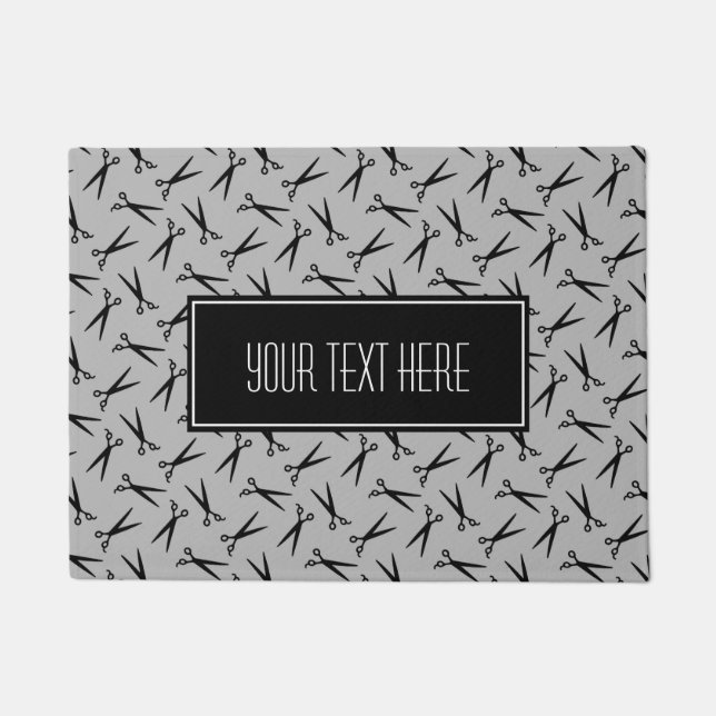 Scissors Hair Stylist Pattern Gray Doormat (Front)