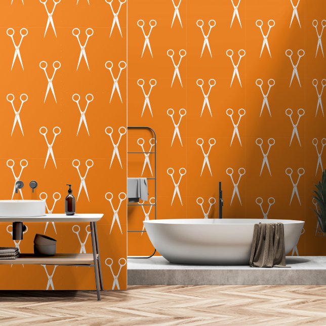  Scissors Hair Stylist Pattern Wallpaper (Bathroom)