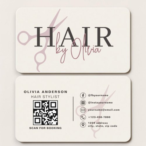 Scissors Hair Stylist QR Code Business Card
