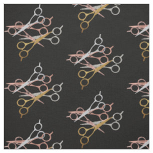 Scissors Hair Stylist Salon Metallics Glitter Fabric