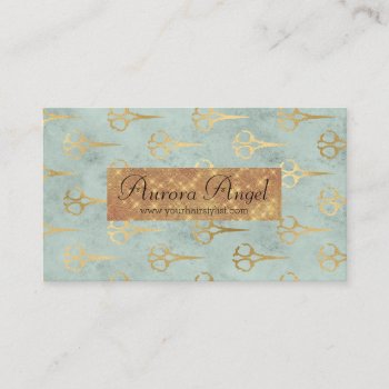 Scissors Hair Stylist Vintage Gold Appointment  Business Card by thefashioncafe at Zazzle