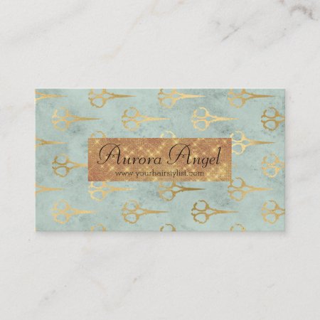 Scissors Hair Stylist Vintage Gold Appointment  Business Card
