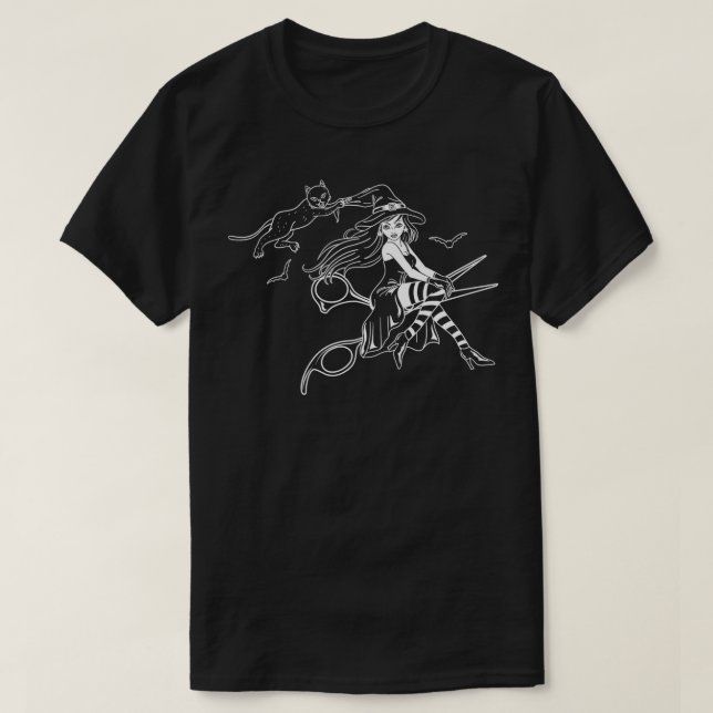 Scissors Hairdresser Witch Cute Halloween Hair Sal T-Shirt (Design Front)