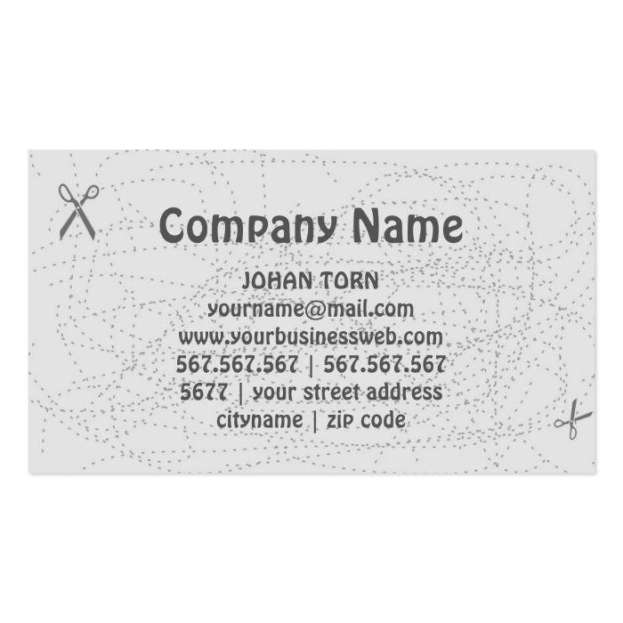 Scissors in Dark Gray Dotted Cutting  Background Business Cards