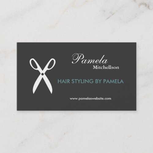 SCISSORS in GRAY/AQUA Business Card