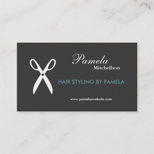 Customizable SCISSORS in GRAY/AQUA Business Card