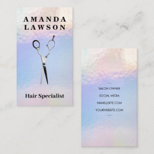 Scissors   Iridescent Foil Shine Background Business Card