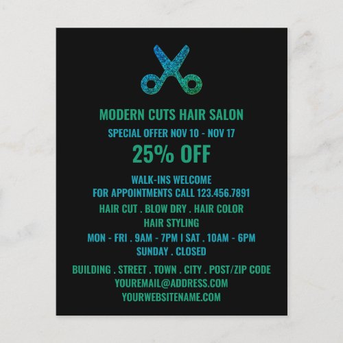 Scissors Logo Hair Stylist Hair Salon Advert Flyer