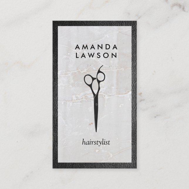 Scissors Logo | Leather | Stone Business Card (Front)
