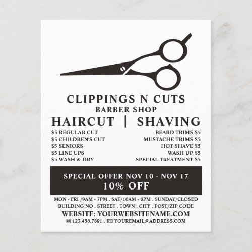 Scissors Logo Mens Barbers Advertising Flyer