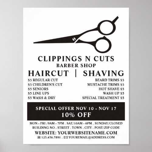 Scissors Logo Mens Barbers Advertising Poster